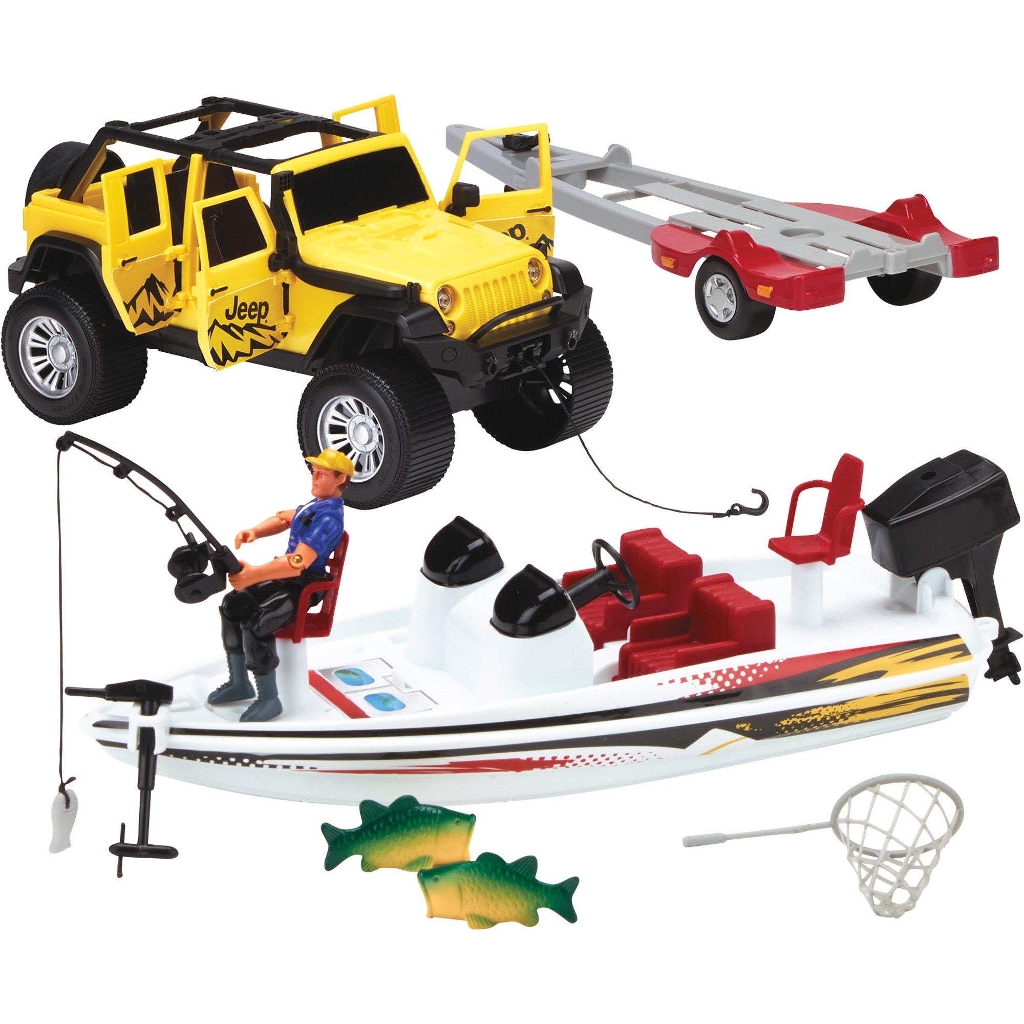 Imagination Adventure Jeep Wrangler Rubicon with Bass Boat  — 9-Pc. Playset